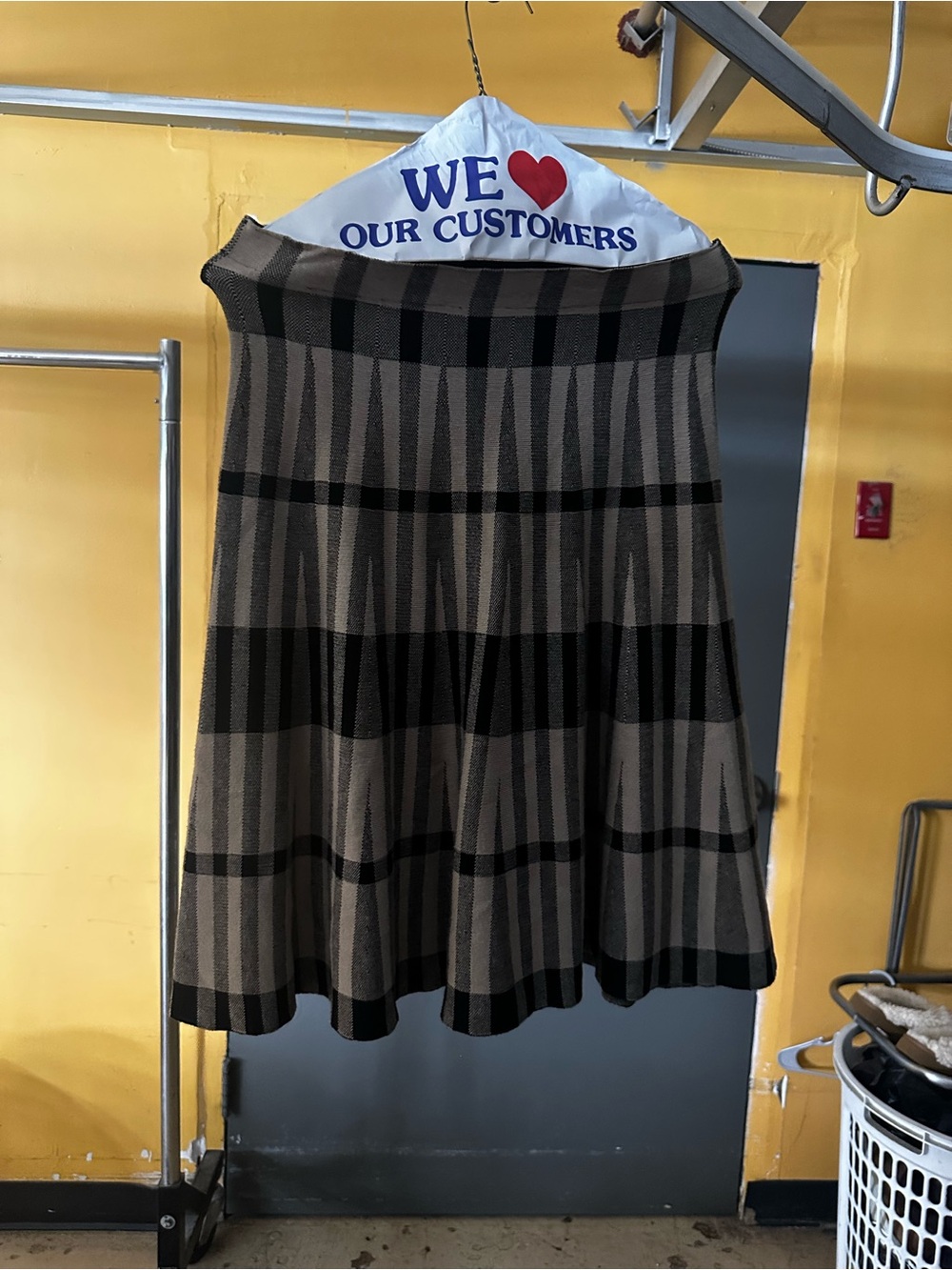 Milano Black and Gray Plaid A-Line Skirt - Picture 2 of 3